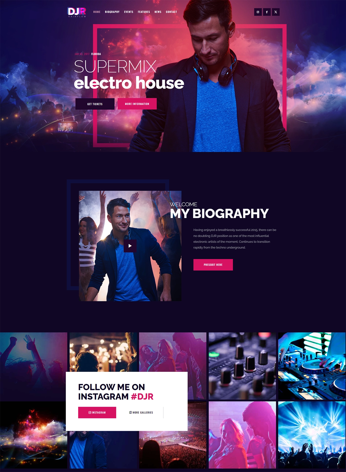DJ Rainflow - Music Band & Musician WordPress Theme